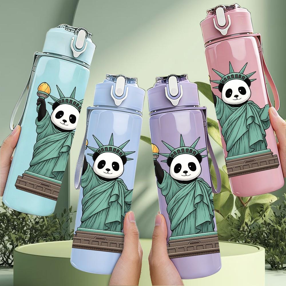 1PC Statue Of Liberty Art Print 750ml Color Plastic Sports Water Bottle Leakproof Flip Straw Lid Suitable for Sports Office Home Use