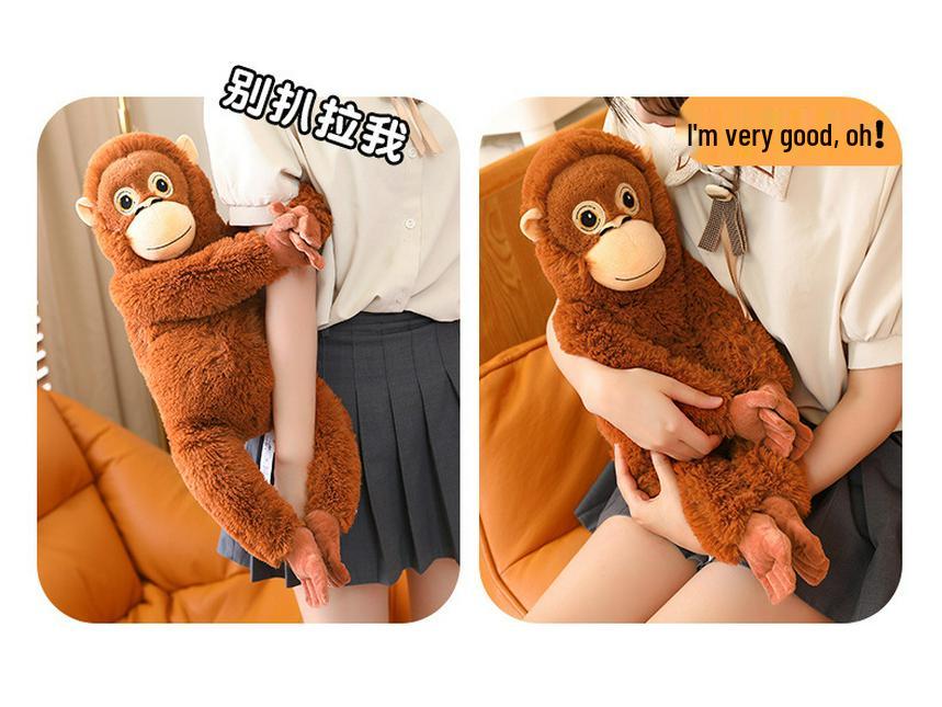 Plush Long-Armed Monkey Doll Backpack - Crossbody Bag for Women