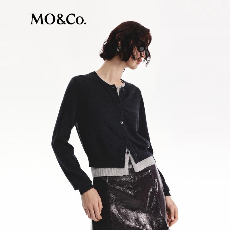 MO&Co. Wool Cashmere Blend Faux Two-Piece Knit Cardigan