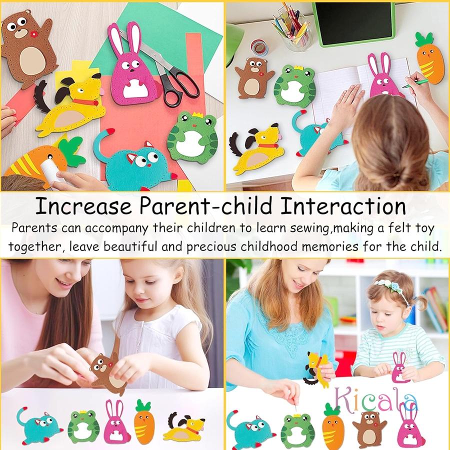 DIY Tier Filz Nähset für Mädchen 6 Stück Feinmotorik Nähen lernen Stofftier Puppenanhänger Geburtstags- Weihnachtsgeschenk