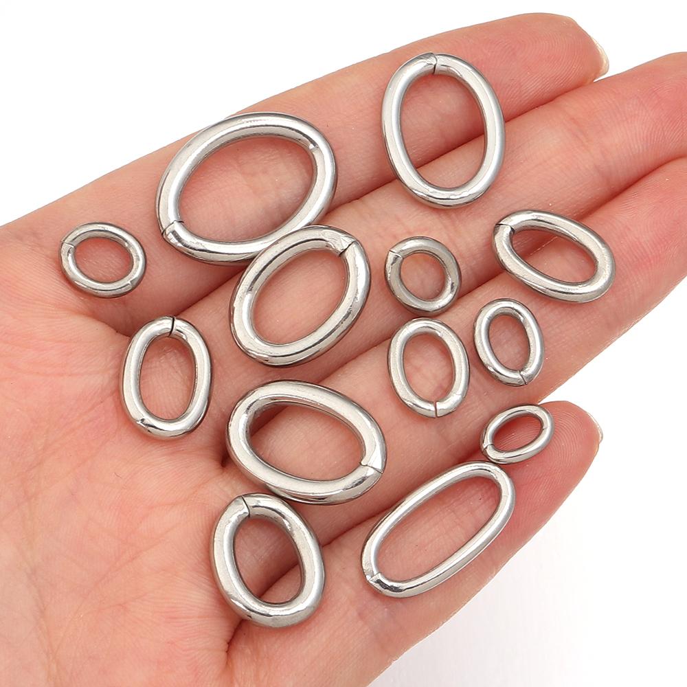20pcs/lot Oval Stainless Steel Open Jump Rings Connectors Split Rings For DIY Bracelets Jewelry Making Materials Accessories