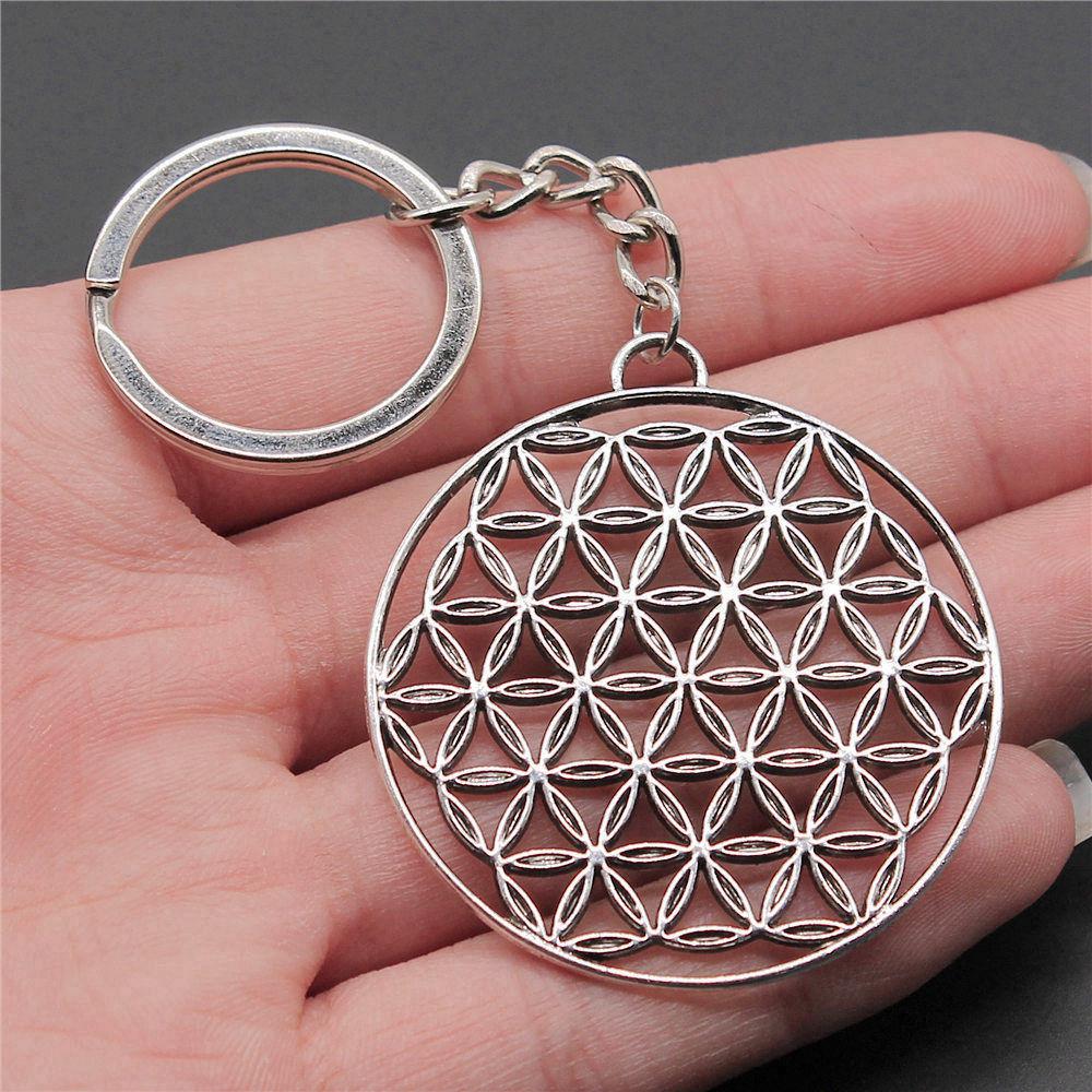 Flower of Life Symbol Sacred Geometry Keychain for Men Best Seller Boho Gift for Her Minimalist School Accessory