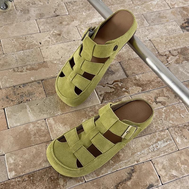 Boken bag head slippers women's spring outer wear hollow sandals women's summer new flat-bottomed bag head slippers