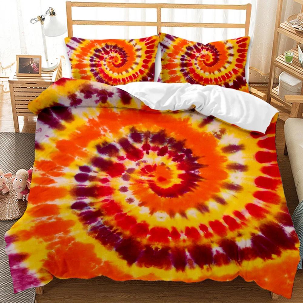 Boho Tie Dye Duvet Cover Set Hippie Bed Sets Blue Purple Colorful Twin Bedding Set Gypsy Queen King Size Polyester Qulit Cover