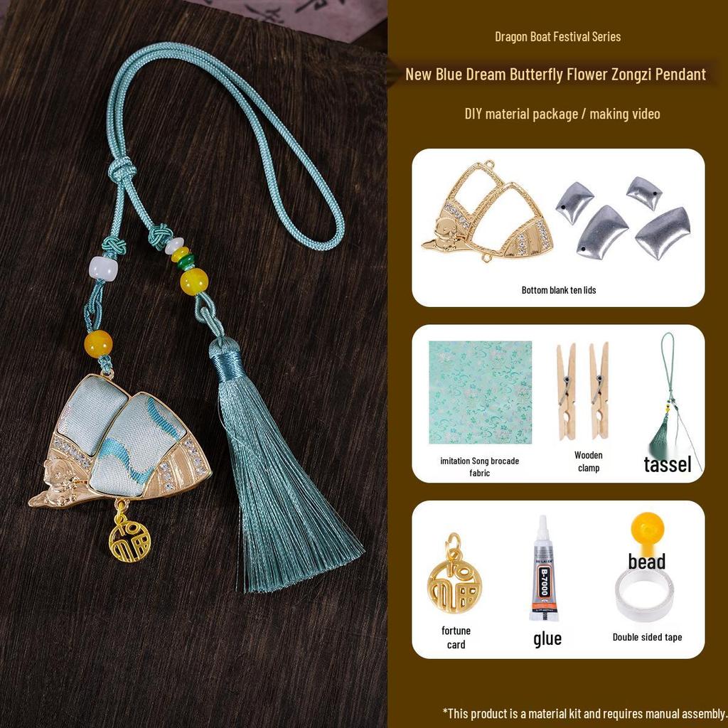 Dragon Boat Festival Zongzi Brooch & Keychain DIY Kit - Handmade Pendant Ornament Souvenir