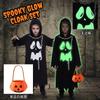 Children's Halloween Costume Set - in the Dark Cloak with Pumpkin Bag