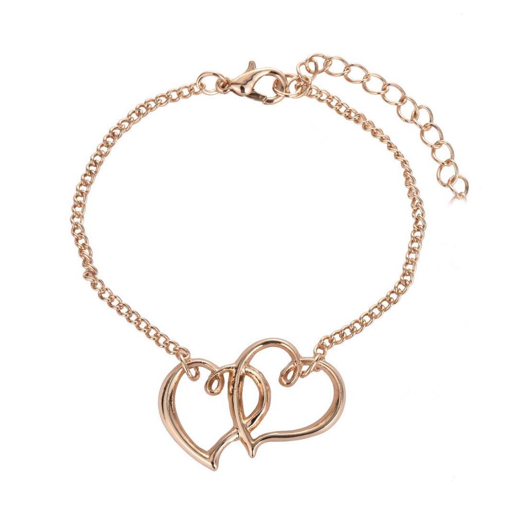 Double Love Peach Heart Anklet: Summer Fashion Bracelet & Foot Ornament