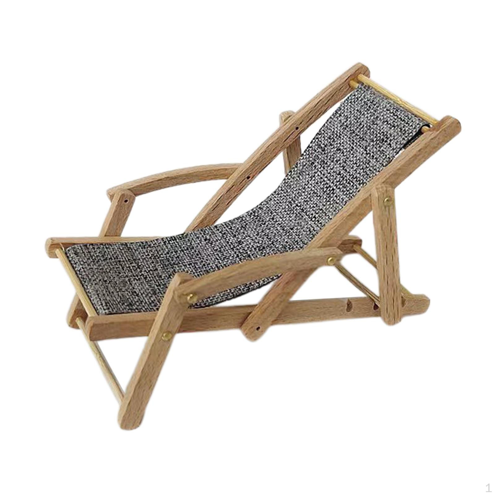 

1/12 Armchair Miniature Furniture Room Simulated Wood Mini Chair for Accessories сірий колір