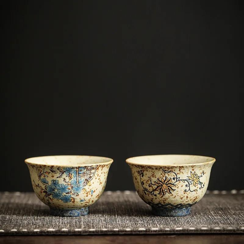45Ml Handmade Chinese Floral Ceramic Tea Cup Vintage Portable For Personal Meditation Tea Ceremony Home Office Gift