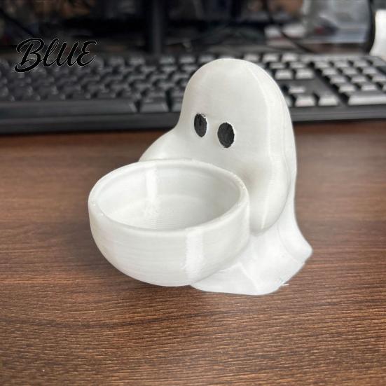 Halloween Ghost Candle Holder Holder Cute 3D Printed Tea Light for Small Aromatherapy Scented Candles Tabletop Candy Dish Party Decor Novelty