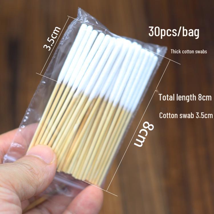 Bamboo Cotton Swabs for Applying Beauty Liquids – 30 Extra Thin, Thickened, 8cm Swabs