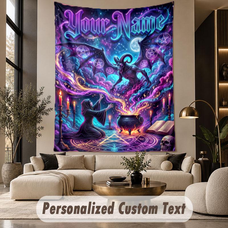 Witchcraft (14) Theme Custom Tapestry Personalized Custom Name Text Wall Hanging Tapestry Home Decor Background Cloth