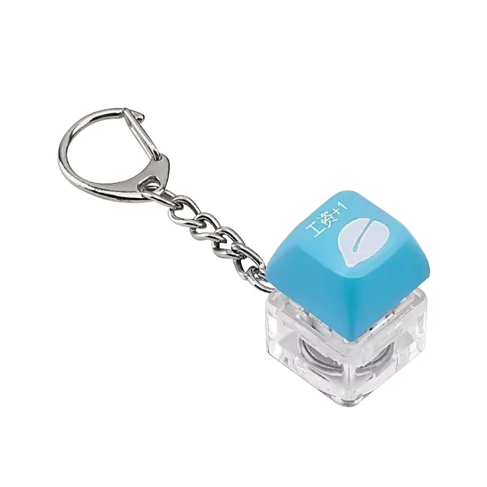 Relaxing DIY Keyboard Fidget Keychain Keys Button With Light Clicker Toy Good Luck Keycap Pinch Toy