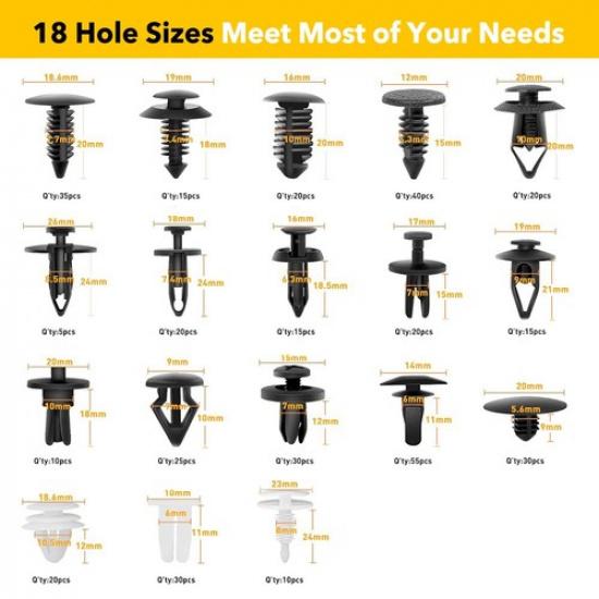 415pcs Body Plastic Push Pin Clips Fender Bumper Fasteners Rivet Screwdriver