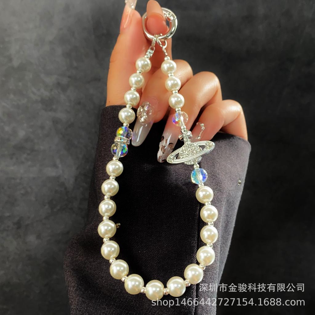 Eingelegte Diamant-Perlen-Handykette Kreatives Handyband Schlüsselanhänger Anti-Verlust-Band Mode Ins Kurzstil Hängekette Großhandel