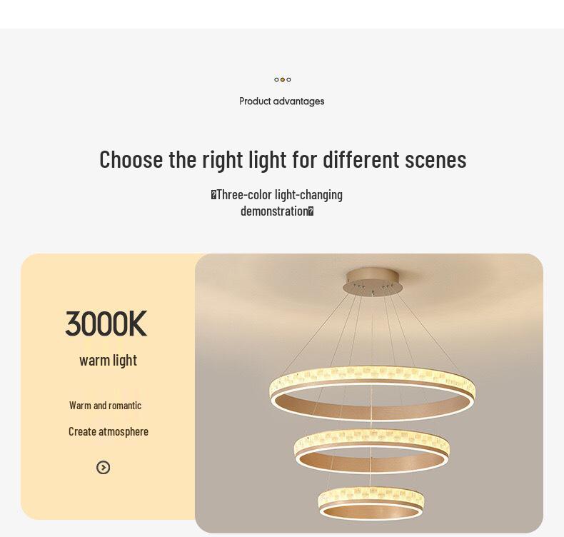 Modern Minimalist Champagne Gold Ring Chandelier for Living Room, Bedroom, Dining Room