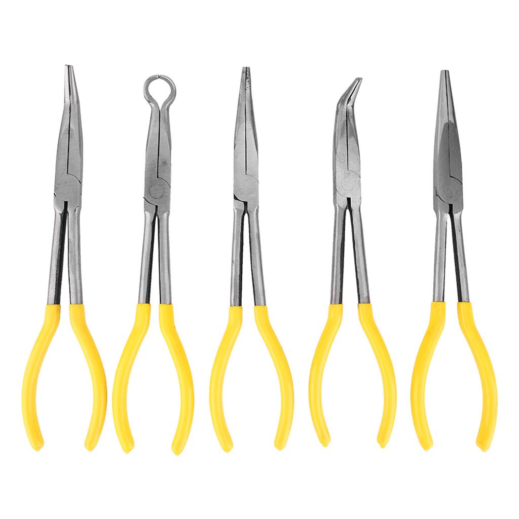 5Pcs Long Needle Nose Pliers Carbon Steel O shape Clamp Hand Tool with NonSlip Handle