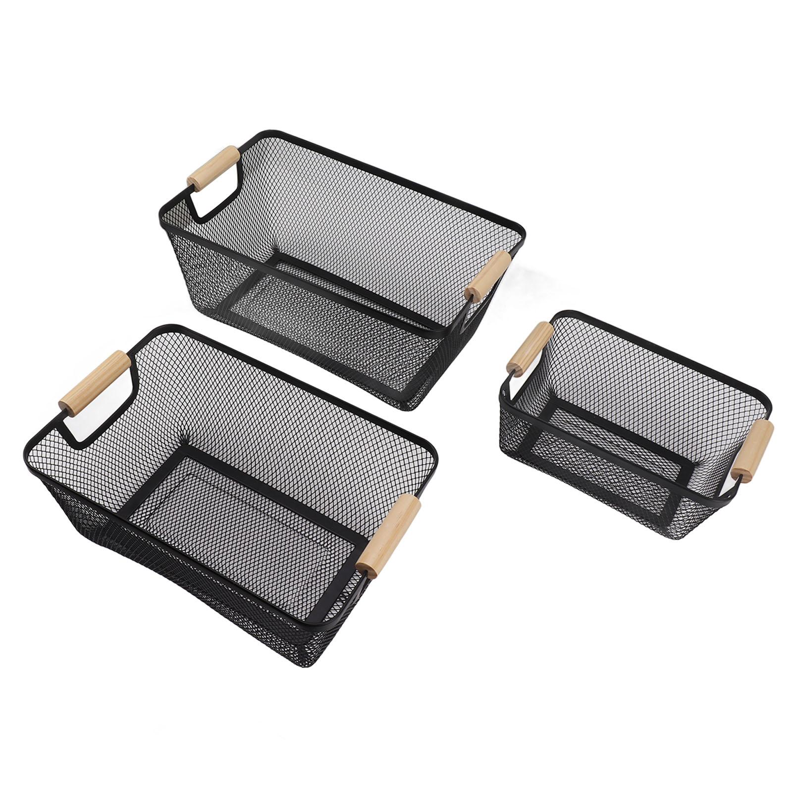 

3pcs Metal Wire Storage Basket Large Capacity Decorative Sturdy Iron Art Storage Basket for Books Snacks Makeup