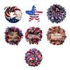 Summer Party Decoration Patriotic Wreath for Front Door Handmade 4th of July Hanger Red White Blue American Wooden Hanging Plaque Wall Porch Memorial
