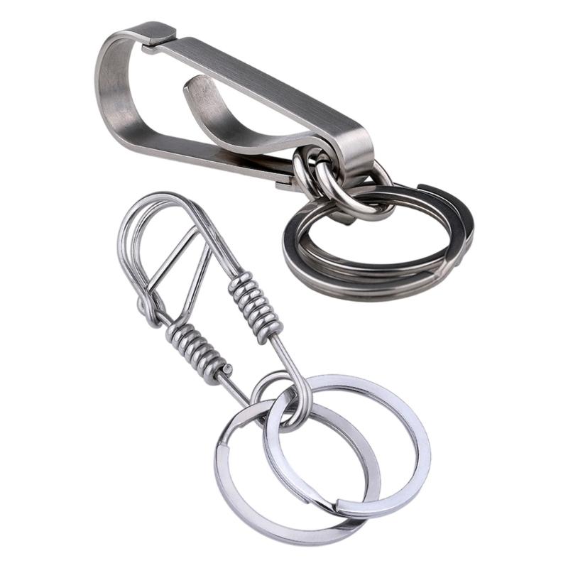 Stainless Steel Keychain Portable Rustproof Double Rings Designs for Traveler and Professionals