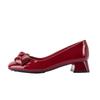 Square Head High Heels Thick Heel Mary Jane Women's New Red Wedding Shoes Single Shoes
