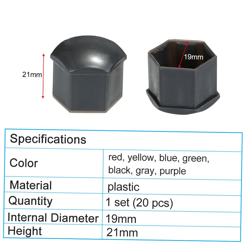 

20pcs Universal 19mm Wheel Nut Covers Lug Nut Caps Screw Protector серый