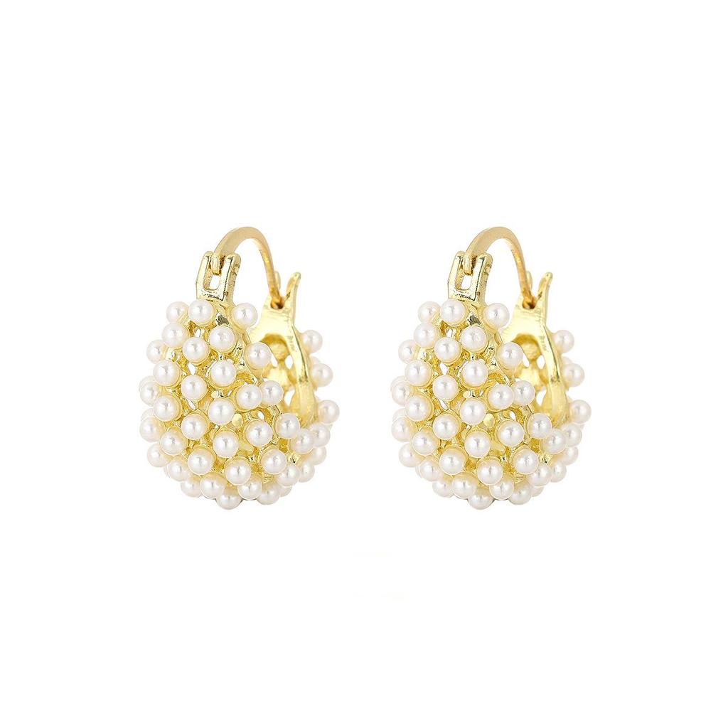 3D Small Rice Bead Basket Earrings: Fashionable and Versatile Ear Cuffs with Niche Light Luxury