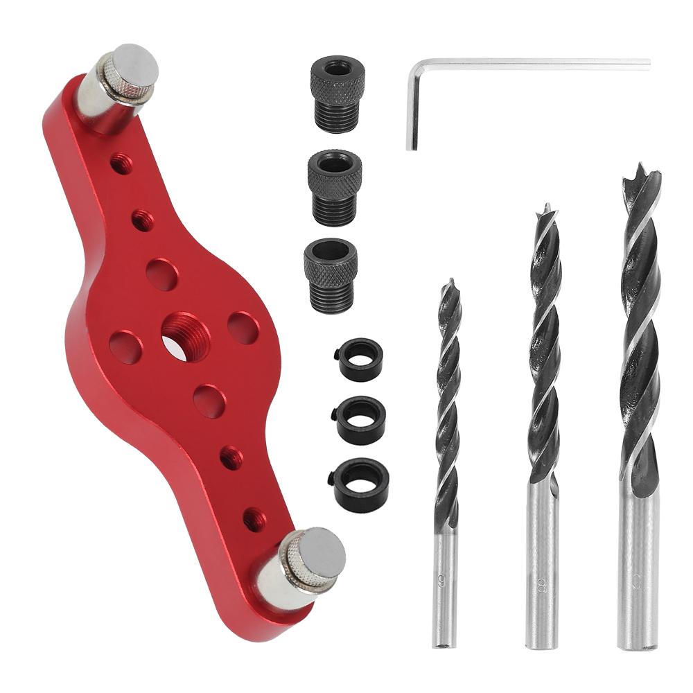 

4.1 to 10cm Vertical Pocket Hole Jig Self Centering Dowel Drill Guide Pin Fixture Woodworking Sliding Drilling Punch Guide Set