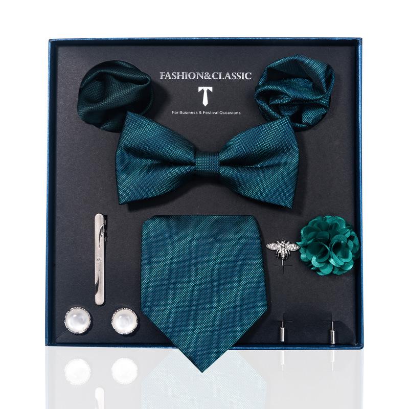 Luxury Groom Tie, Pocket Square & Boutonniere Gift Set for Weddings