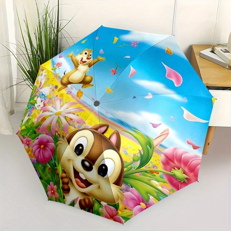 

Chip & Dale Among the Flowers Cartoon Umbrella, Portable 3-Fold Compact Umbrella, Suitable for Camping, Hiking and Travel, Ideal Easter Birt