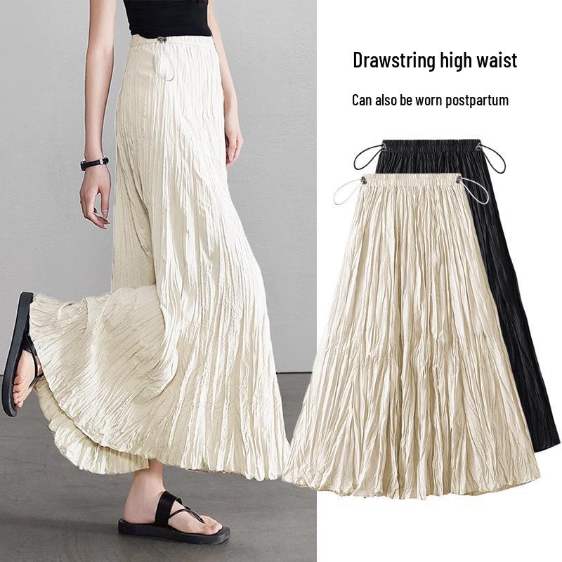 

Tmall Quality Summer Maternity Ruffled Pleated A-line Long Skirt with Adjustable Underbelly Support 2XL