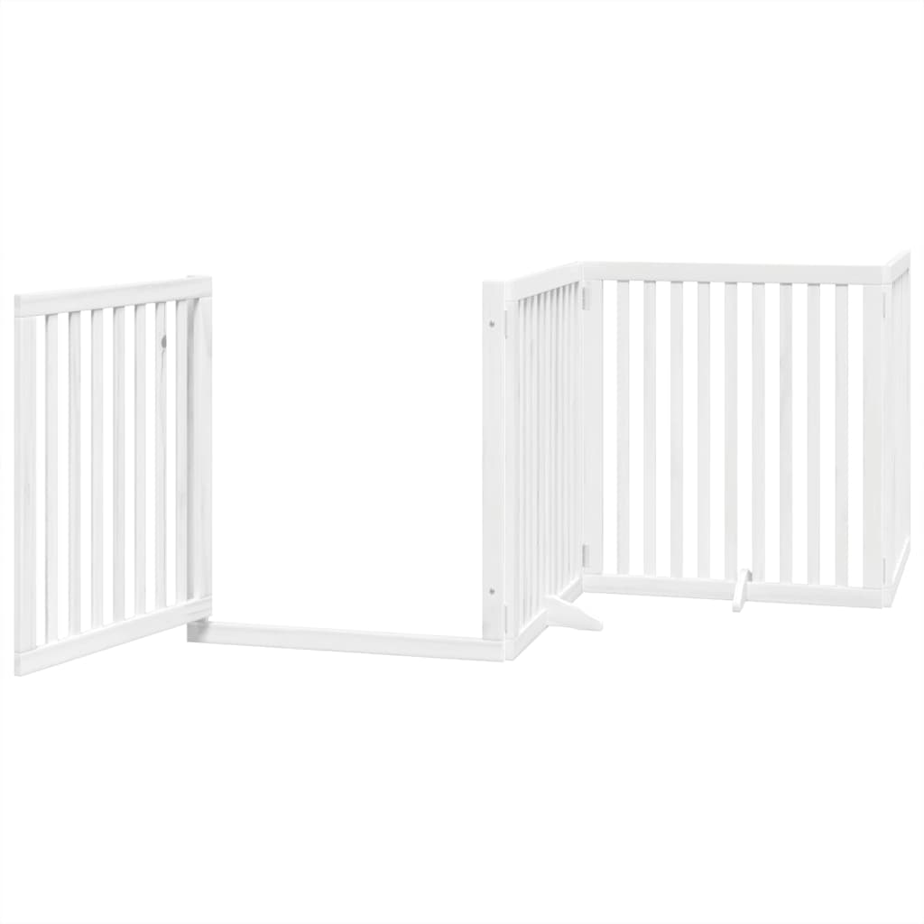 Vidaxl Foldable Dog Gate, With Door, 4 Panels, White, 320 Cm