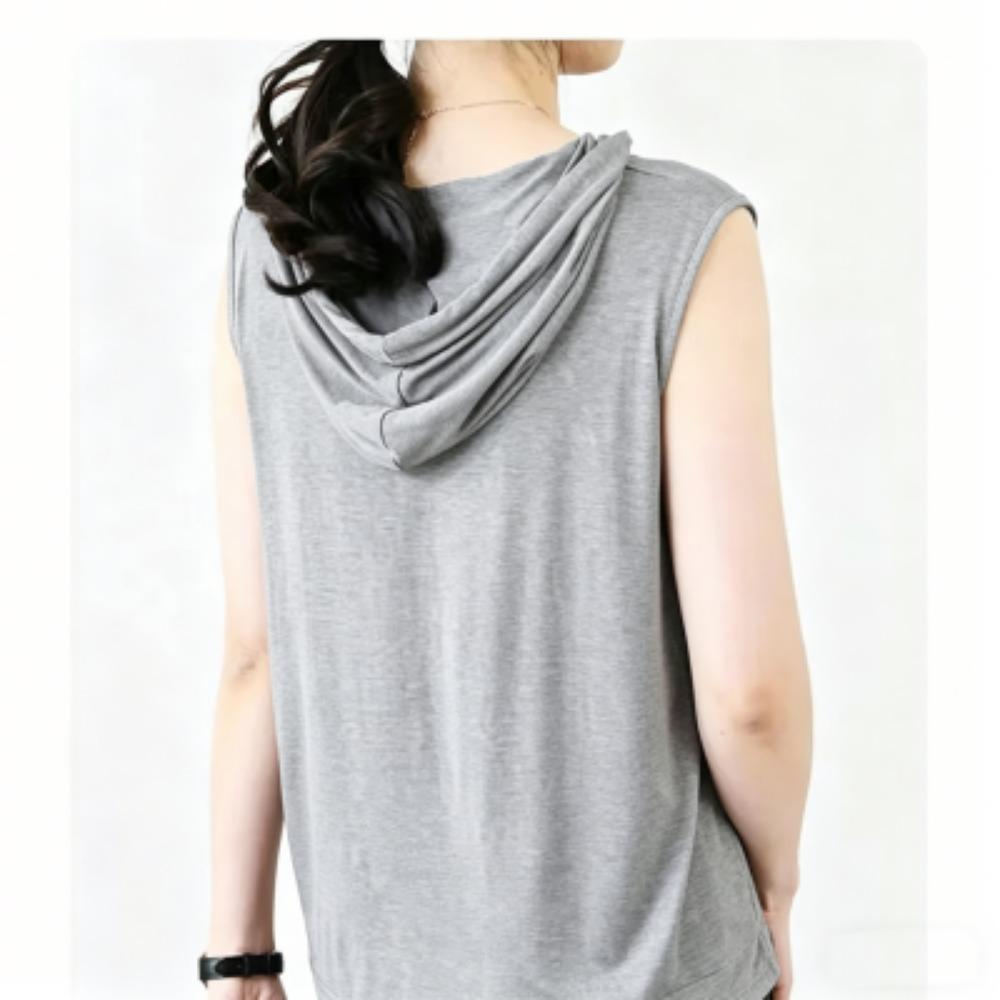 Women Sports Shirts Vest Hoodies Hooded Loose Sleeveless T-shirt Women Tank Tops Top S