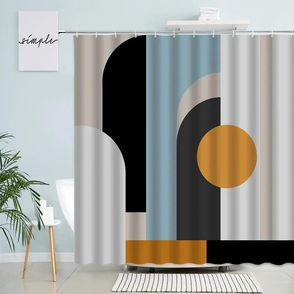 3D Czarny Czerwony Szary Biały Łączony Geometryczny Zasłona Prysznicowa Krata Kreatywny Design Nowoczesny Dom Dekoracja Łazienki Zasłony Tkanina Haczyki