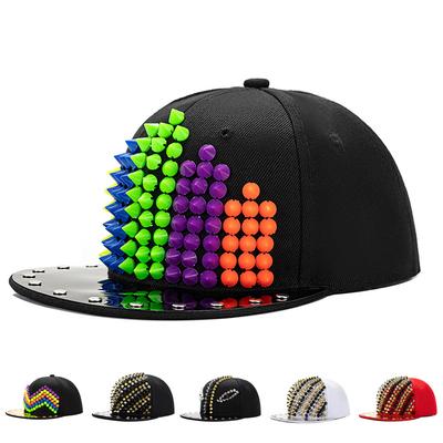 Handmade Seven Color Rivets Baseball Cap Fluorescent Sun Hat Hip Hop Cap