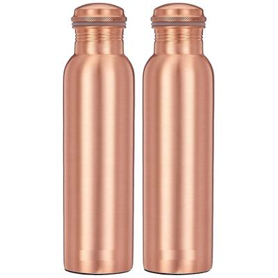 Medená fľaša na vodu | 100% čistá meď | Nepriepustná a nehrdzavejúca | pre domov, školu a kanceláriu | Matný povrch | 950 ml | Sada 2 kusov