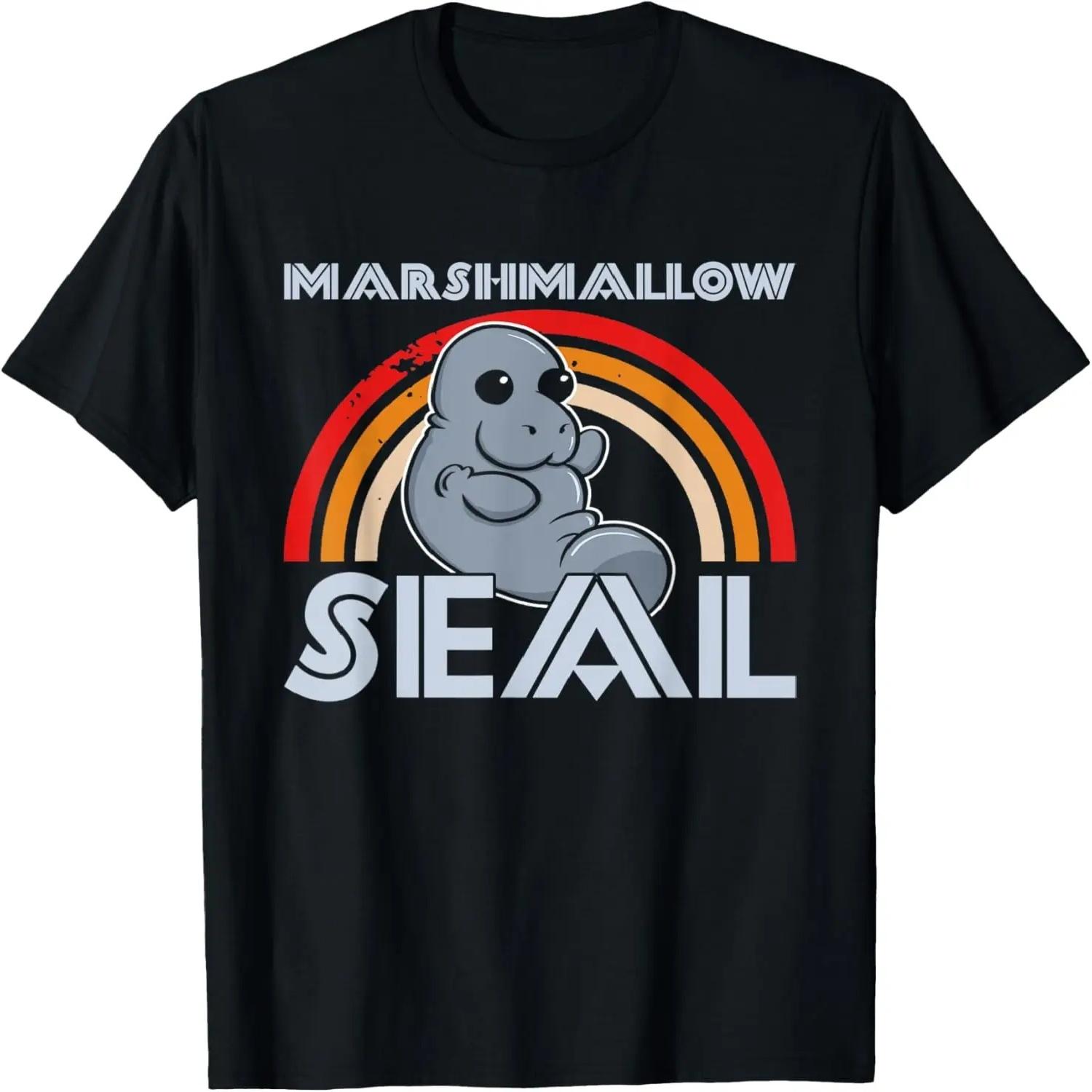 Marshmallow Seal Funny Marine Biologist Vintage Manatee Pun T-Shirt XXXXXL разноцветный