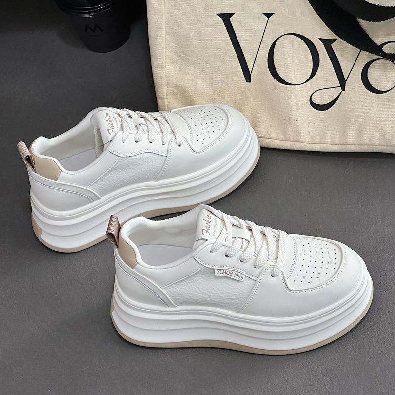 Leather little white shoes women's summer mesh single shoes muffin platform sports shoes small casual shoes tide