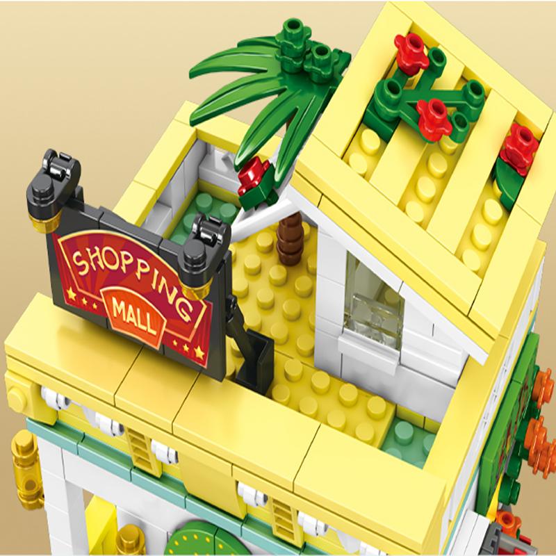 Architectural Building Blocks Shopping Store Building Blocks Girls Toy City Series Assembly Puzzle Model Boys Toy Kids Gift