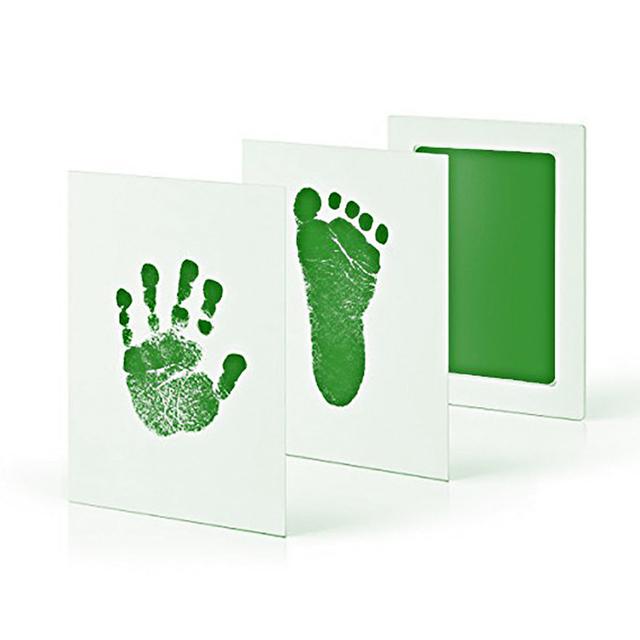 

Baby footprint set Safe Non-Toxic Handprint Paw Print Infant Souvenirs NoTouch Skin For Newborn Cushion Ink Footprint Infant Toy зелёный