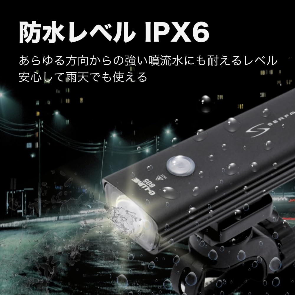 SERFAS USL Bicycle LED Headlight with Aluminum Body and Rechargeable Battery plus-605 (605 lumens) USB-C