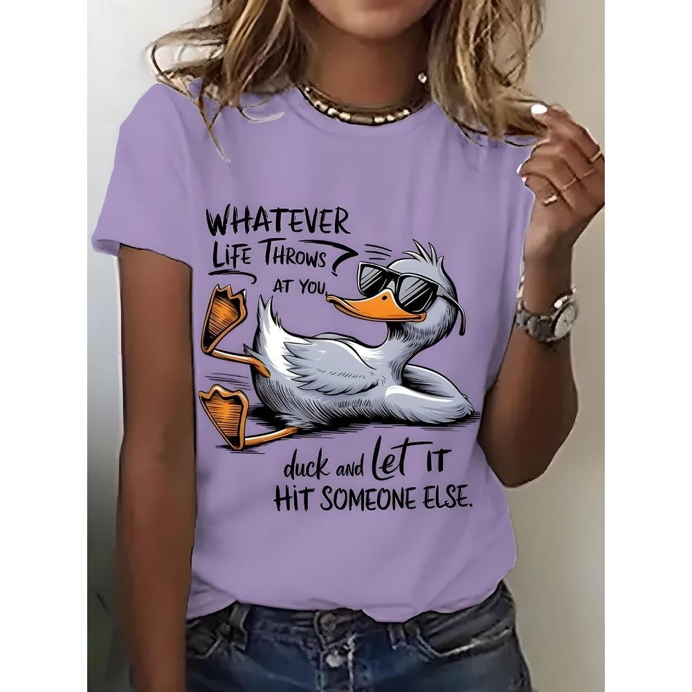 Women's T Shirt Print Graphic Animal Bird Vintage Stylish Classic Short Sleeve Crew Neck Round Neck Regular Tops