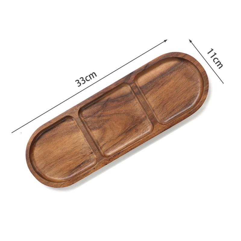 

HeMu Массив дерева Трехсекционная Тарелка для соуса для гарнира Японская Тарелка для солений Приправа Соус для макания Тарелка Разделенная тарелка из дерева акации