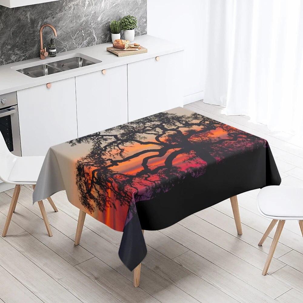Sunset  Scenery Printed Table Cloth Camping Picnic   Stain Resistant Waterproof Kitchen  Home Decoration