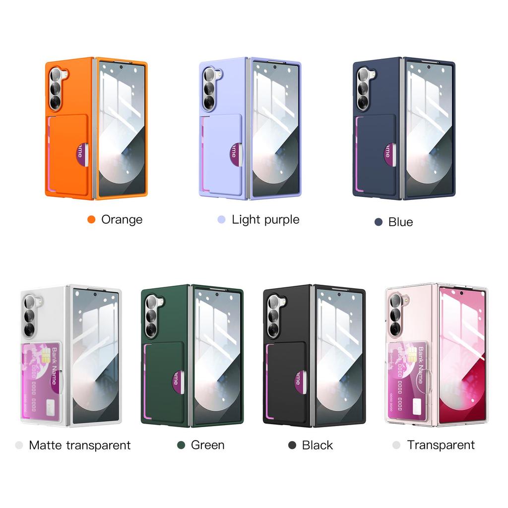Samsung Z Fold7 Transparent Card Holder & Stand Case - Frosted Protective Design for Foldable Screen