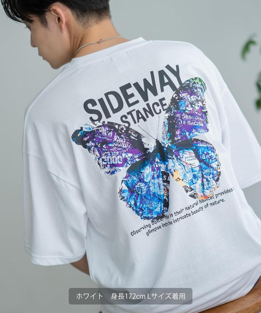 IMPROMES Casual SIDEWAYSTANCE Art Butterfly Short Sleeve T-Shirt, Men's, White