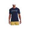 Under Armour Project Rock Series Breathable Alphabet Print Short Sleeve T-Shirt Men Tops Blue 1370482-408