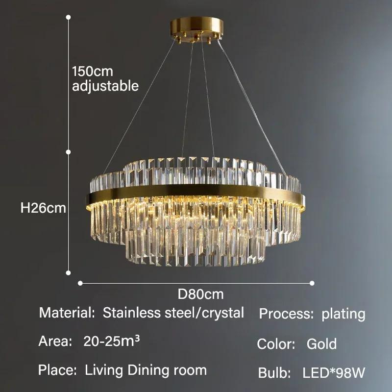 Nordic Luxury LED Crystal Chandelier Restaurant Villa Modern Minimalist Home Decoration Ceiling Light Indoor Lighting Fixtures