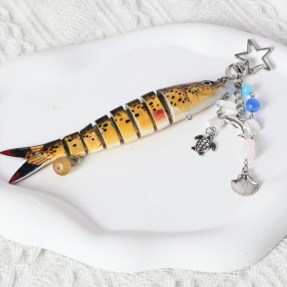 Creative Plastic Fish Keychain Multi Jointed Simulation Fish Hook Key Chain Keychain Pendant Gifts