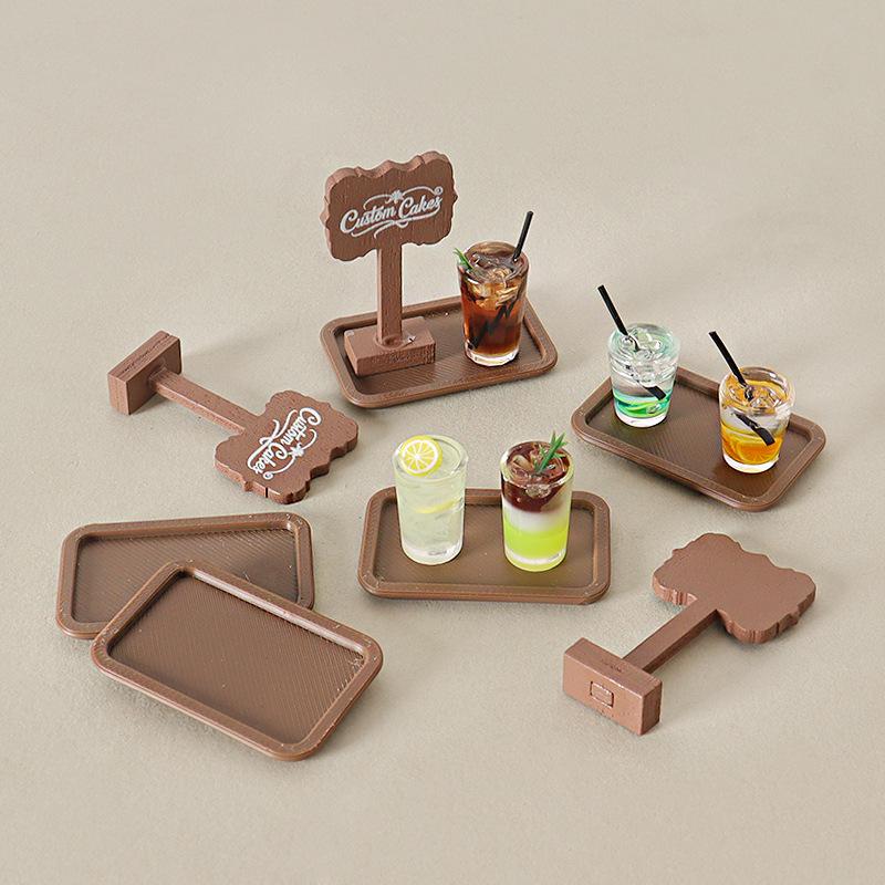 Handmade Mini Dollhouse Juice Tray Scene Ornament